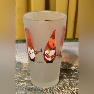 Culver Frosted Tall Highball 10oz Glass Christmas Gnomes Stringing Lights